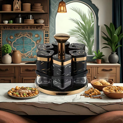 Spice rack rotating on a kitchen counter