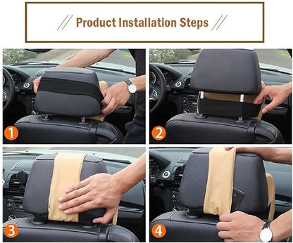 Adjustable strap on the car headrest pillow
