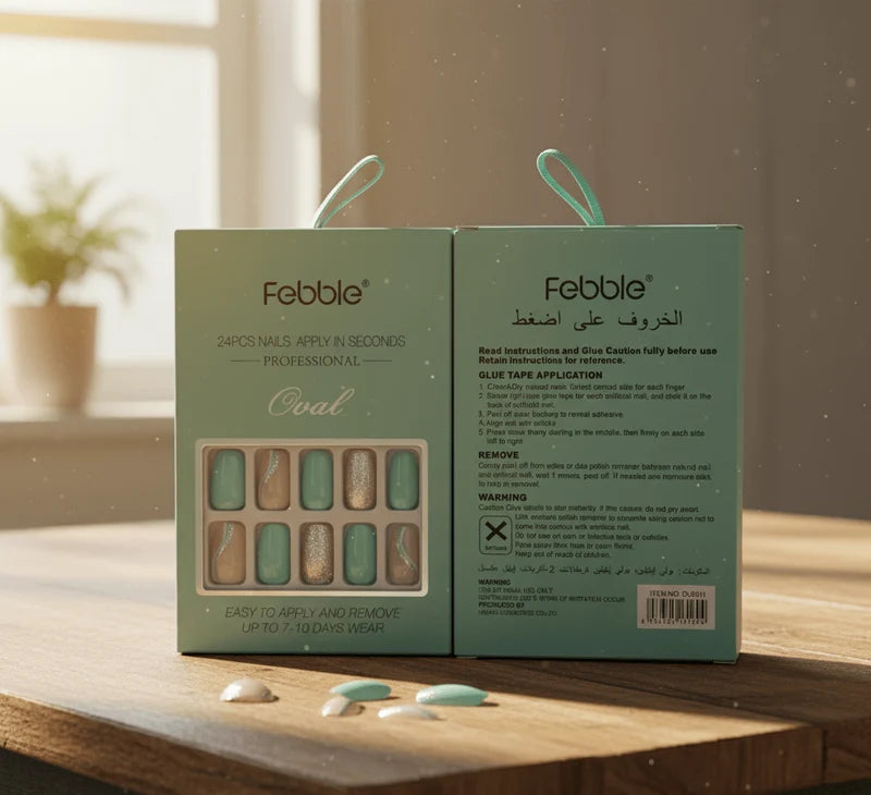 Febble nail set in retail packaging