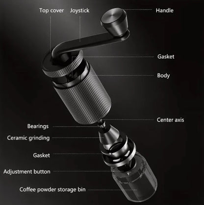 Coffee grounds in the manual grinder chamber