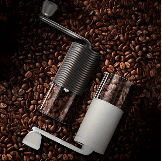 Manual coffee bean grinder with hand crank
