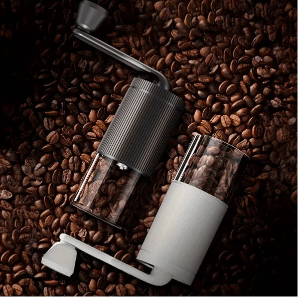 Manual coffee bean grinder with hand crank