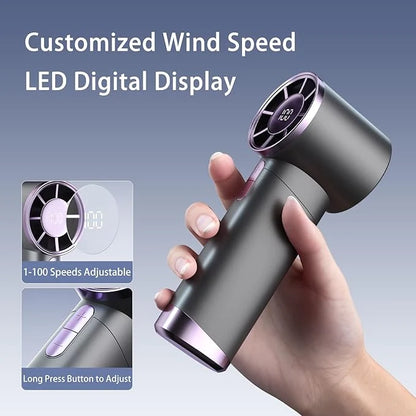 Mini jet fan held in one hand