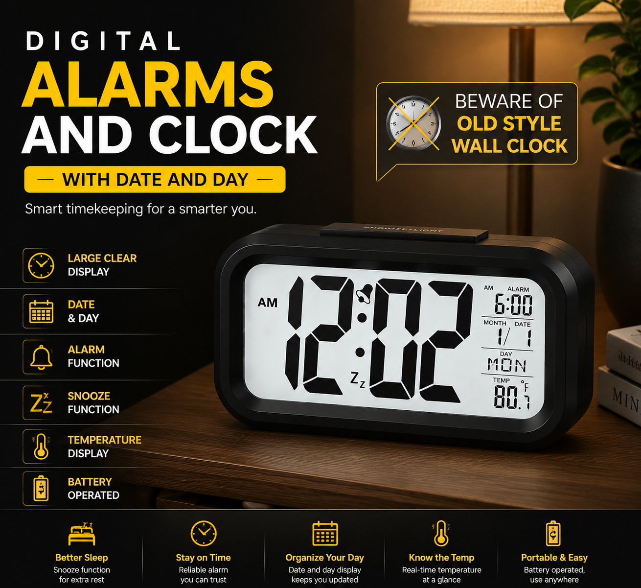 Digital LCD Alarm Clock
