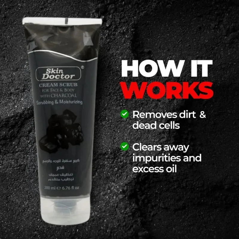 Close up of the charcoal scrub texture