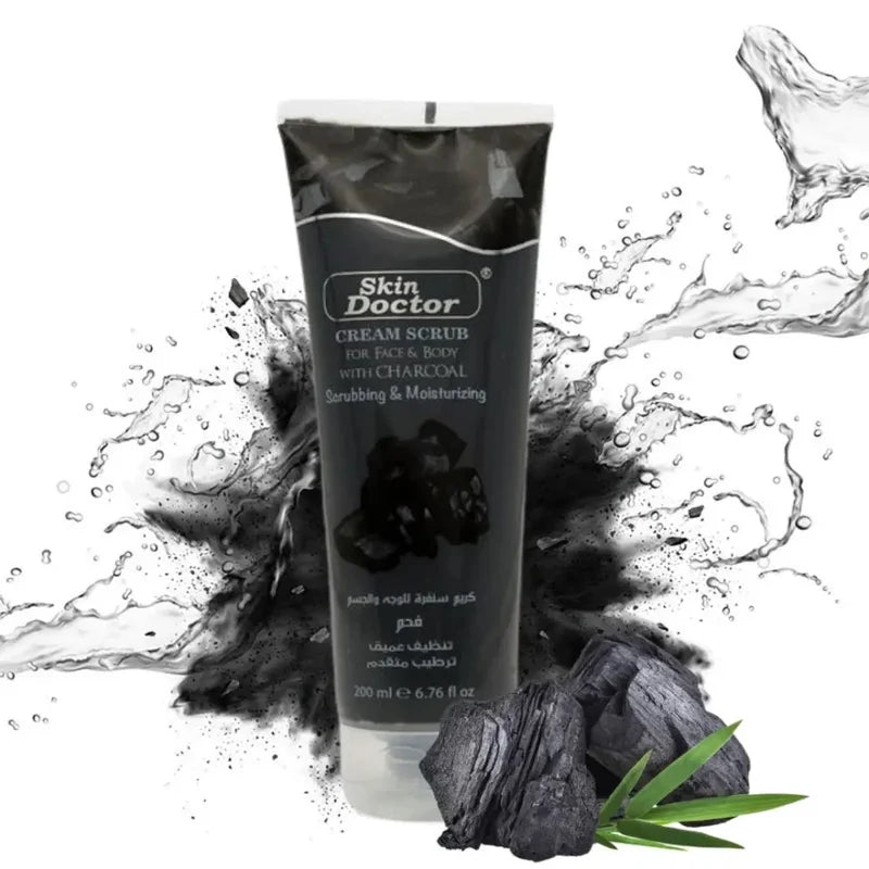 Skin Doctor charcoal cream scrub jar