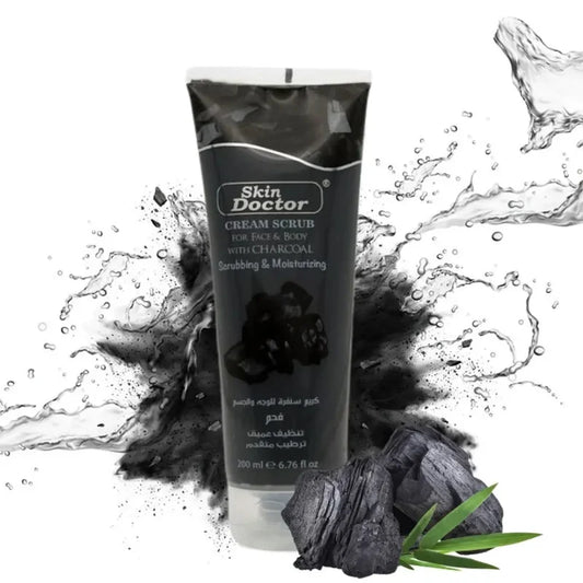 Skin Doctor charcoal cream scrub jar