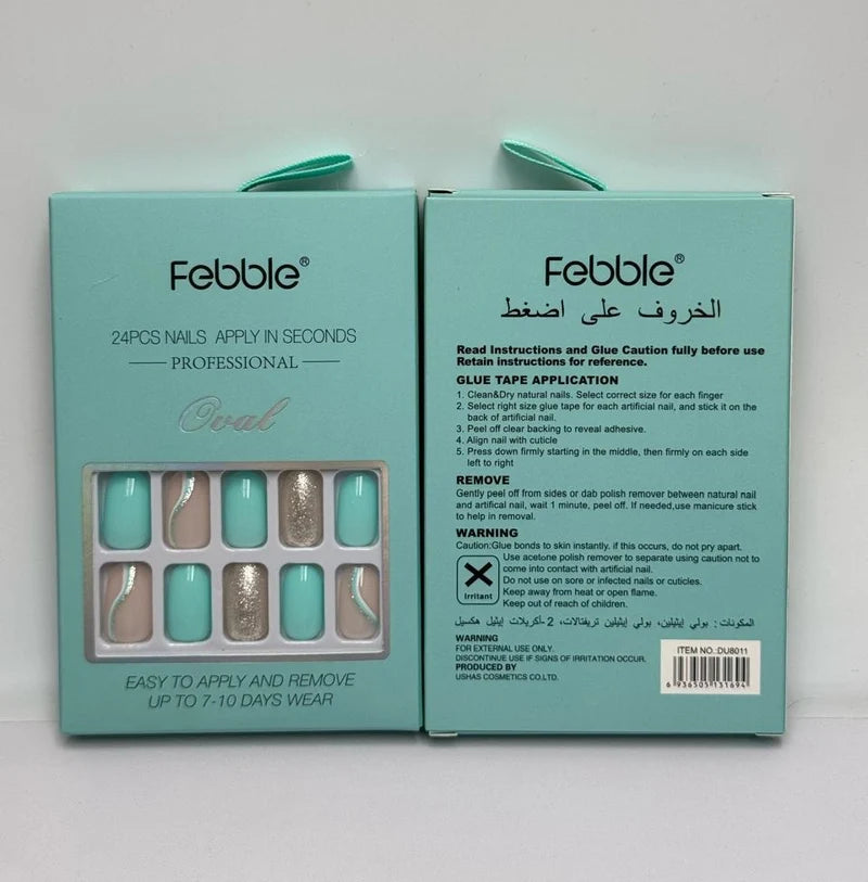 Febble press-on nails with glue and nail file