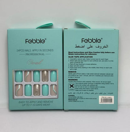 Febble press-on nails with glue and nail file